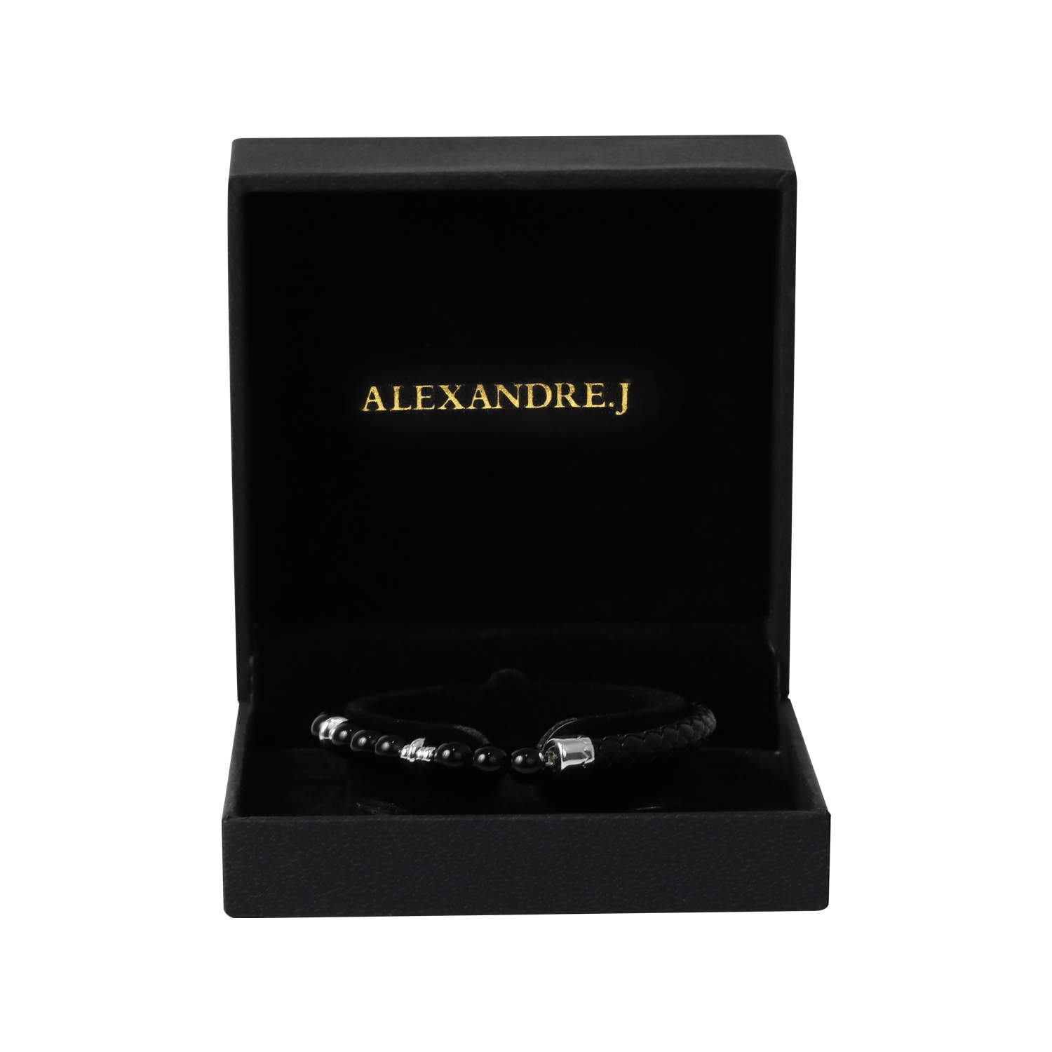 Leather Bracelet Bead Silver