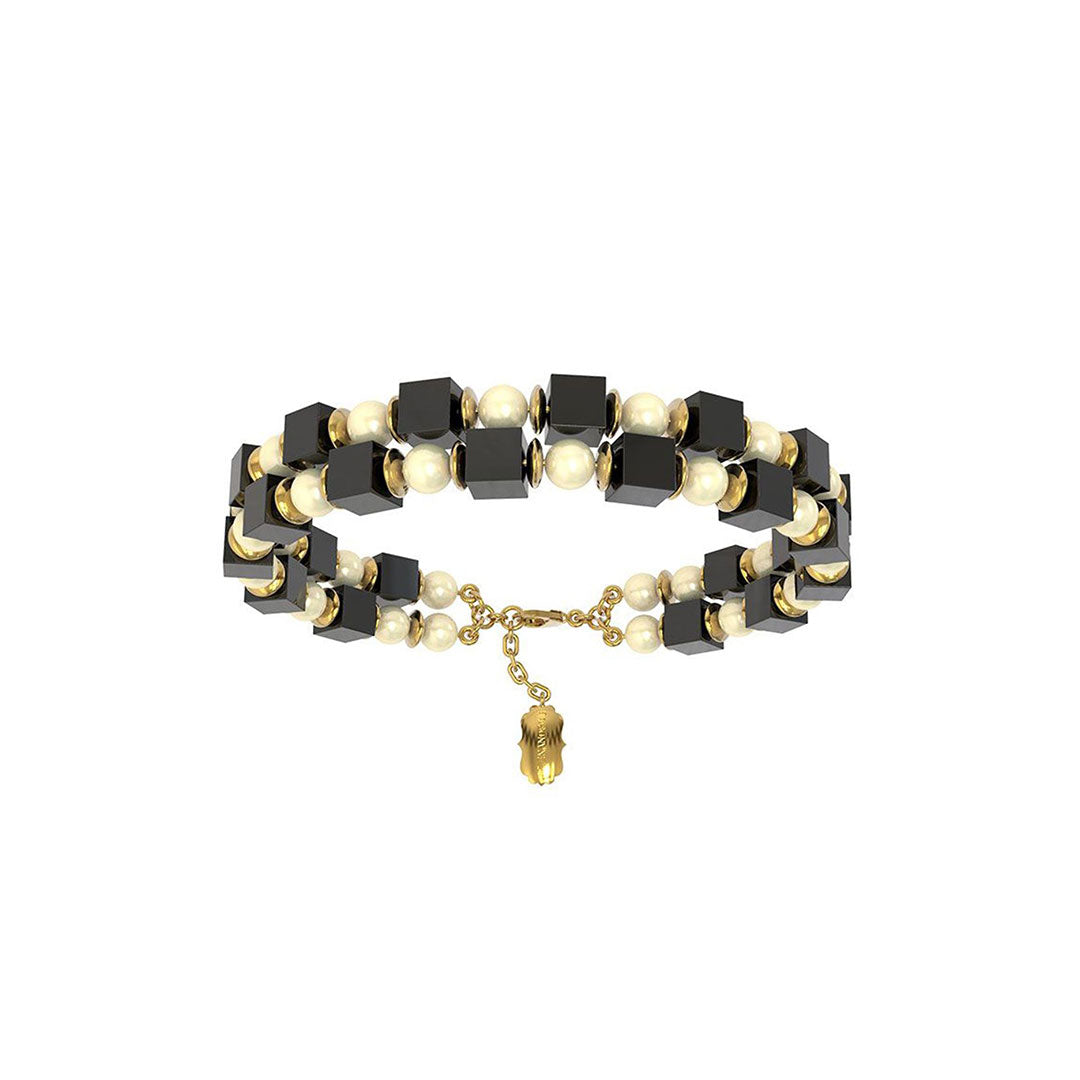 Bracelet Brass Onyx Gold