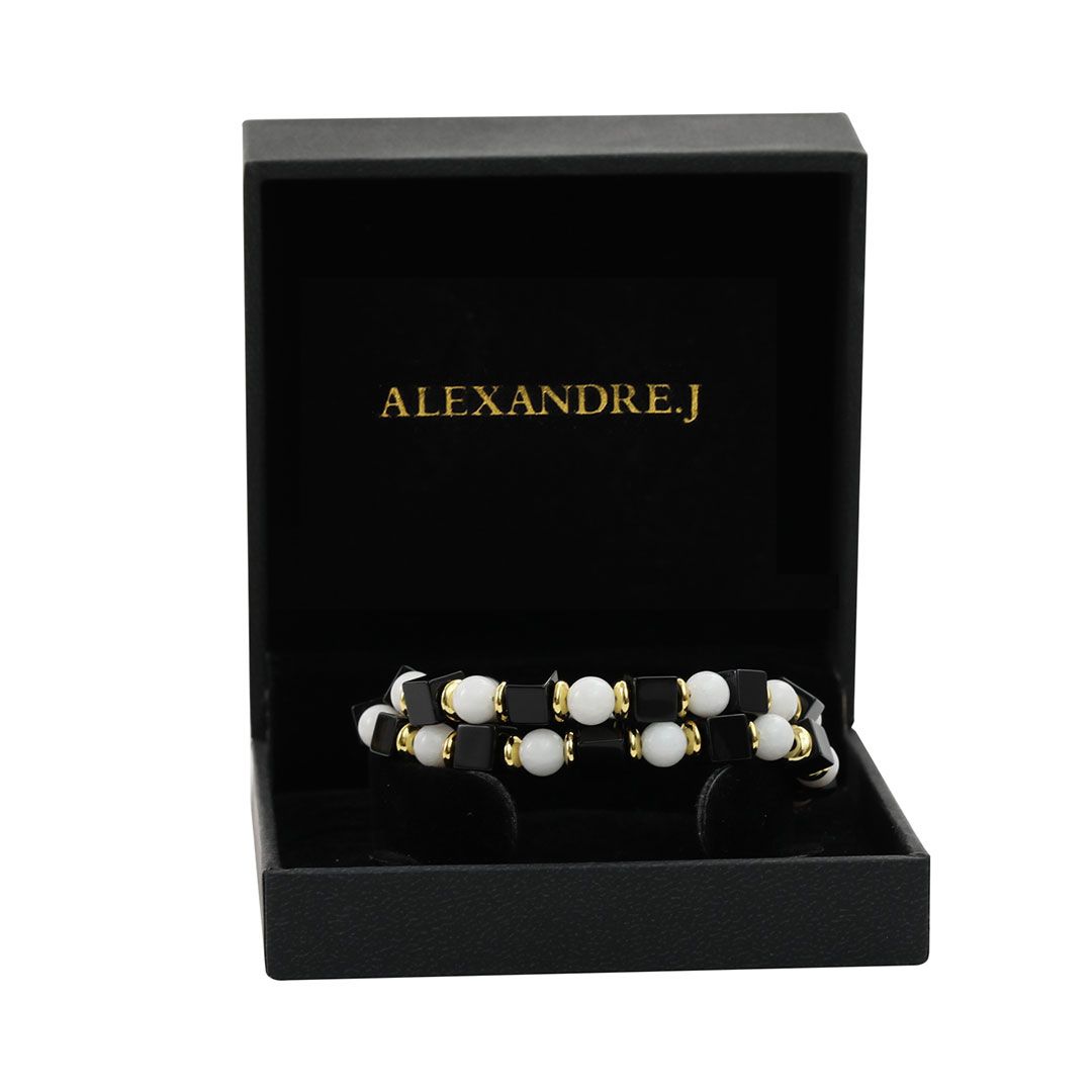 Bracelet Brass Onyx Gold
