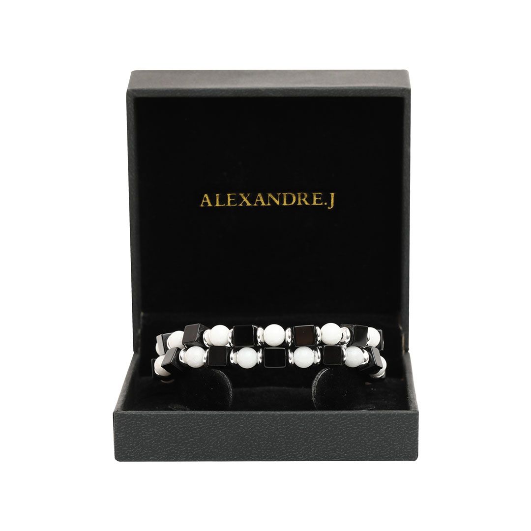 Bracelet Brass Onyx Silver