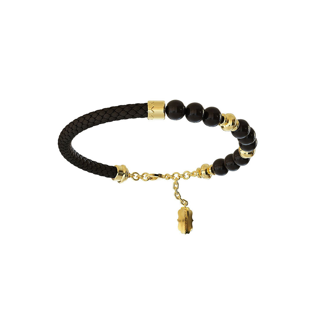 Leather Bracelet Bead Gold