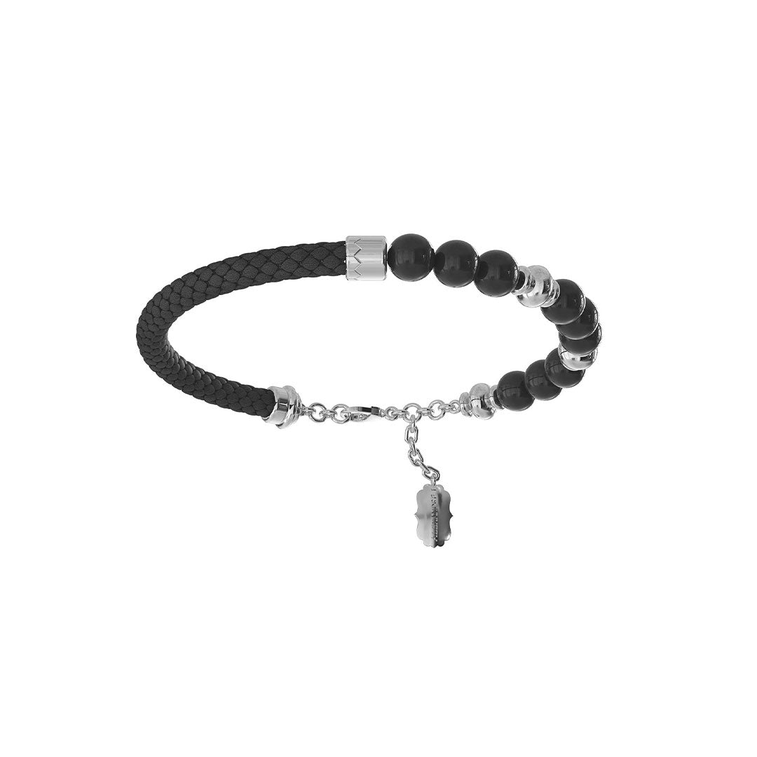 Leather Bracelet Bead Silver