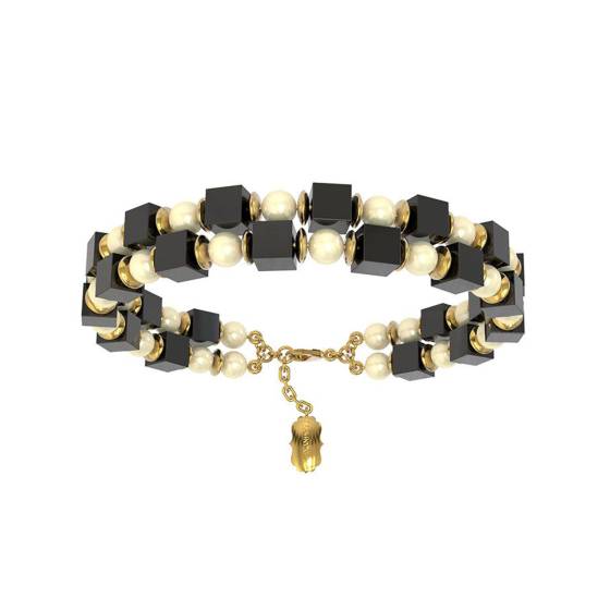 Bracelet Brass & Onyx Gold