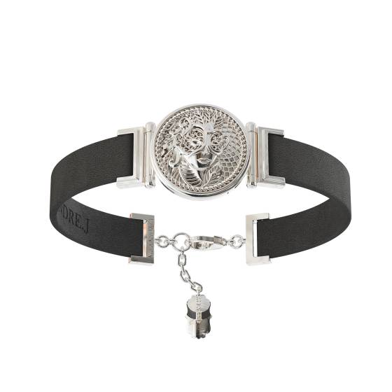Bracelet Mask Leather Silver