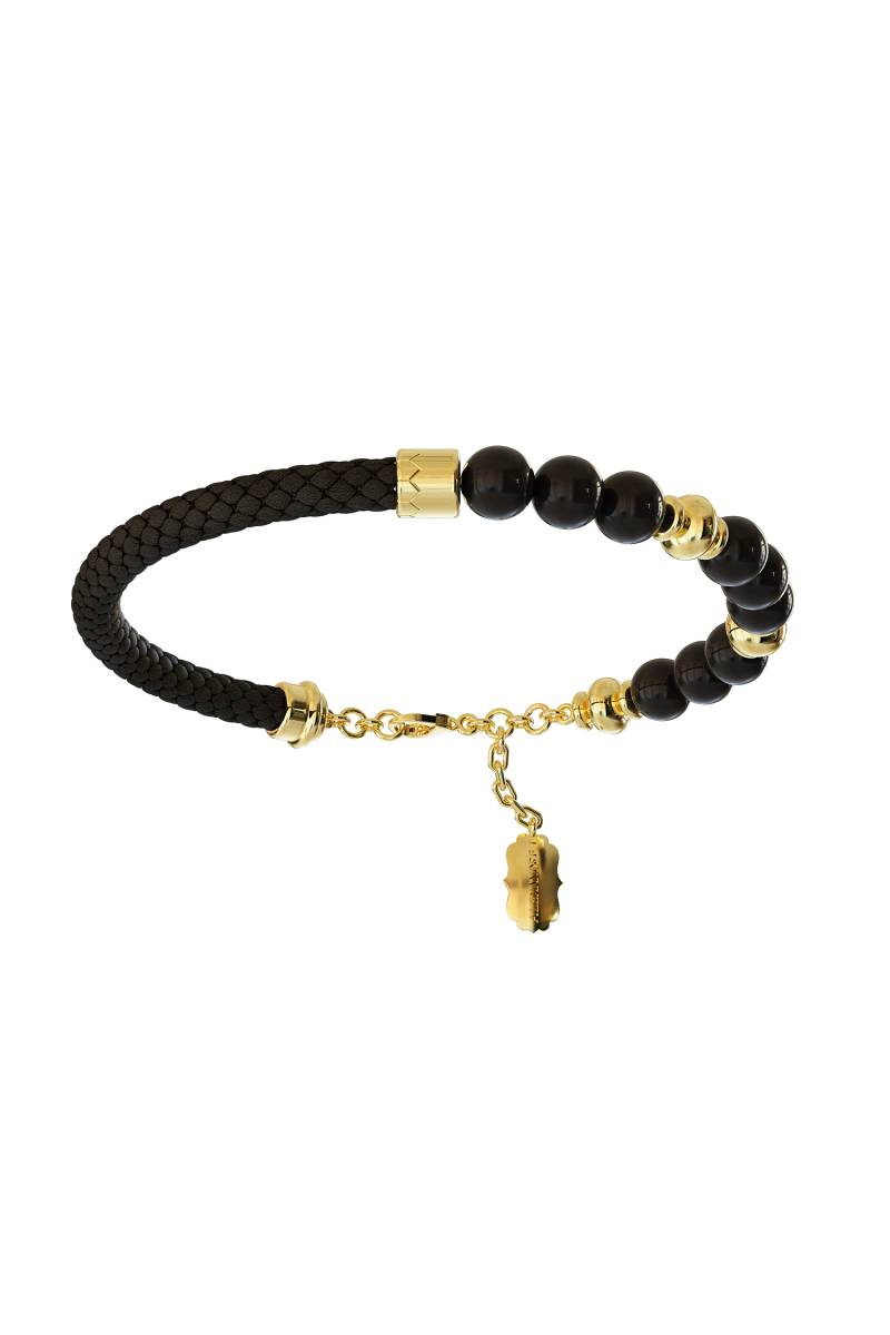 Bracelet Leather & Bead Gold