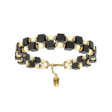 Bracelet Brass & Onyx Gold